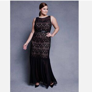 Women's Black Chiffon & Lace Mermaid Dress Lela Rose for Lane Bryant